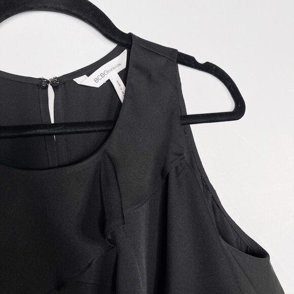 BCBGeneration Black Cold Shoulder Ruffle Long Sleeve Blouse Top Small Keyhole - Picture 5 of 10